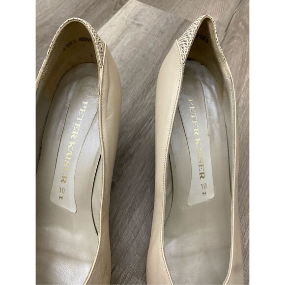 Peter Kaiser Cream Heels Pointed Toe Leather Pumps, Size 10, MSRP $200 - Picture 4 of 9